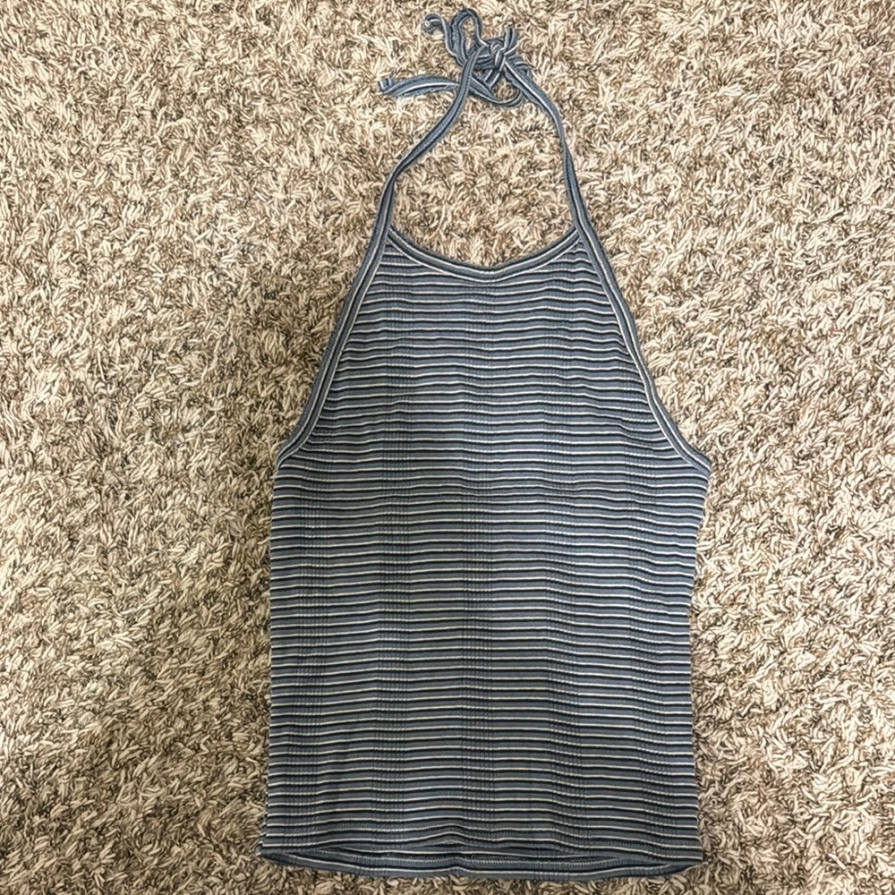 American Eagle Outfitters Striped Halter Neck Top - Blue